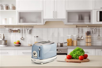 Ariete Tostador 155/15, 2 Ranuras, Vintage, Azul, 6 Niveles de Tueste, Bandeja Recogemigas