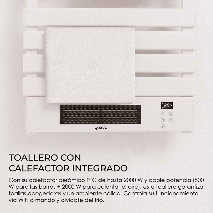 Yoevu Radiador Toallero Eléctrico con Calefactor 500-1500W Blanco