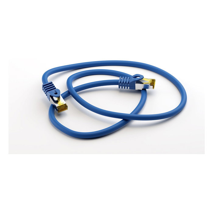 Goobay Cable de Red RJ-45 Patchkabel Cat 6.a/7 S/FTP Azul 1,5 m 500 MHz 10 Gbit/s PoE+ 91592