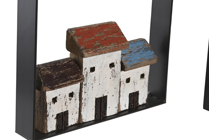 DKD Home Decor Decoración Pared Atlántico Blanco Azul Marrón Madera 18 x 3 x 15 cm (12 Unidades)