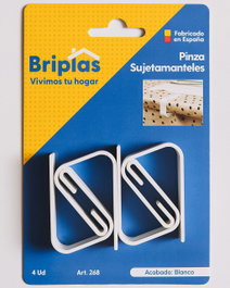 BRIPLAS Pack de 4 Pinzas Sujeta Manteles Blanco