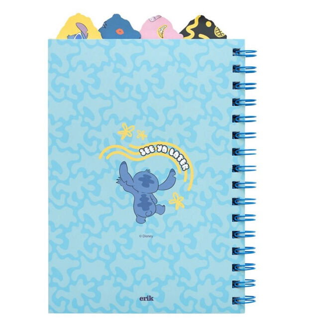ERIK Cuaderno A5 Stitch Disney Tapa Blanda Mate 80 Hojas Rayadas Wire-o Con Separadores