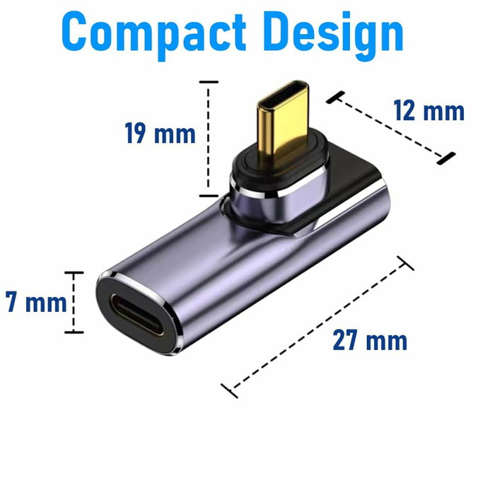 Ewent Adaptador Magnético USB-C EC1049 Púrpura 90° USB4 100W 8K