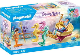 Playmobil Prinzessin Magia Set Sirena con Carruaje y Caballitos de Mar - Incluye 2 Figuras, 4 Caballitos de Mar Grandes y Accesorios para Niños +4 Años