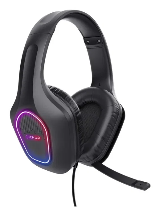 Trust GXT 416 ZIROX Auriculares Gaming Alámbricos Diadema RGB Negro, Micrófono Plegable Boom, Control de Volumen, Conexión USB A y 3.5 mm