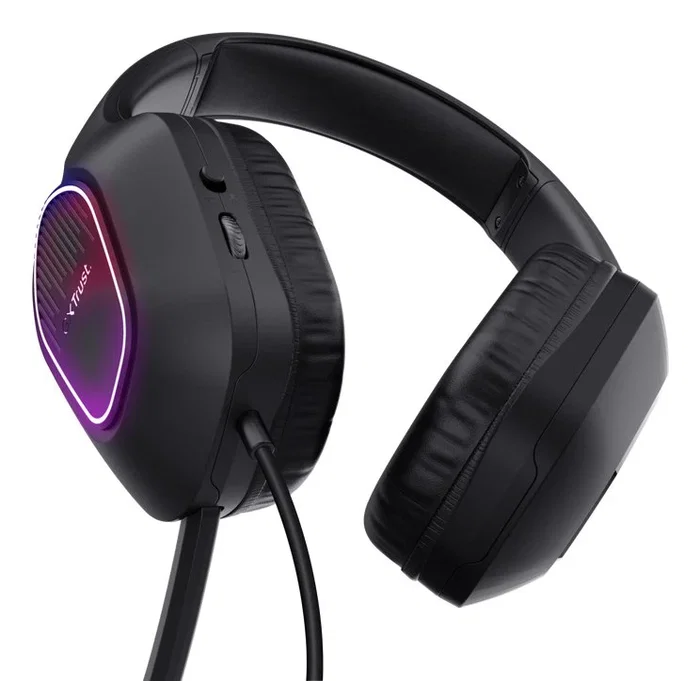 Trust GXT 416 ZIROX Auriculares Gaming Alámbricos Diadema RGB Negro, Micrófono Plegable Boom, Control de Volumen, Conexión USB A y 3.5 mm