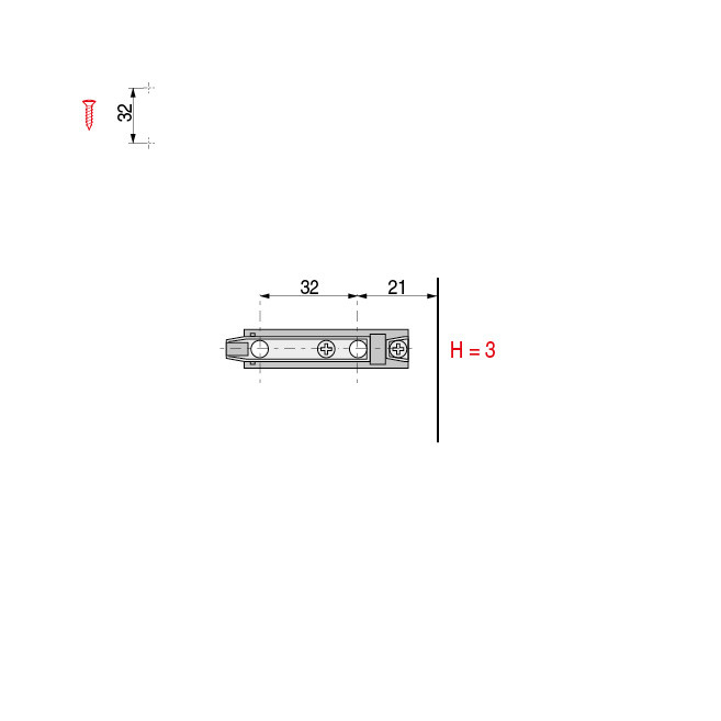 Salice CLIP 3R H3 Base Recta Titanio Acero con Amortiguación Decelerante