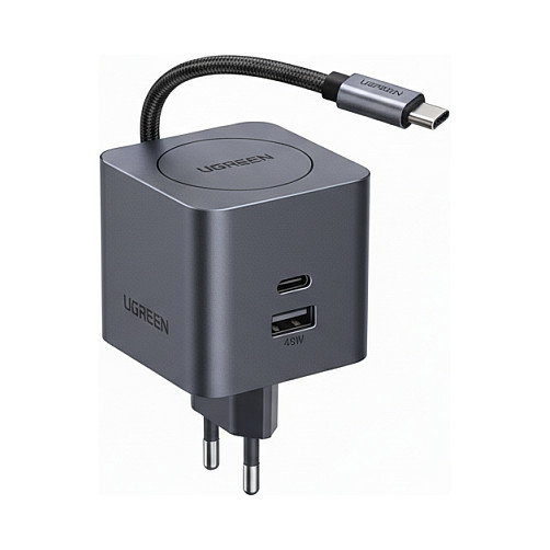 UGREEN Cargador de Pared USB 45W con Puertos USB-A y USB-C, Enchufe Retráctil, Negro UGREEN Cargador de Pared USB 45W con Puertos USB-A y USB-C, Enchufe Retráctil, Negro