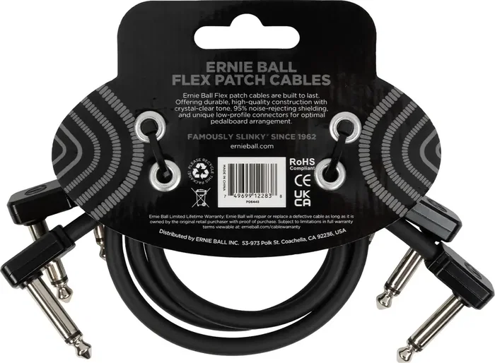 Ernieball Cable Flex Patch 12" Negro - Pack 3 Ernieball Cable Flex Patch 12" Negro - Pack 3