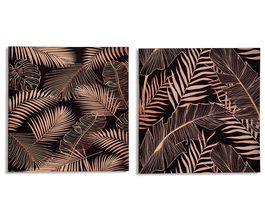 Giftdecor Lienzo 40x40 cm Hojas Fondo Negro Surtidos (Set de 16)