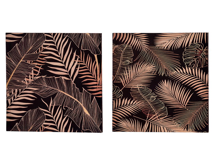 Giftdecor Lienzo 40x40 cm Hojas Fondo Negro Surtidos (Set de 16)