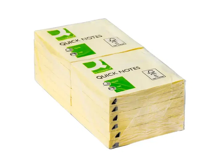 Q-connect Bloc de notas adhesivas quita y pon 76x76 mm con 100 hojas color amarillo