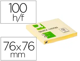 Q-connect Bloc de notas adhesivas quita y pon 76x76 mm con 100 hojas color amarillo