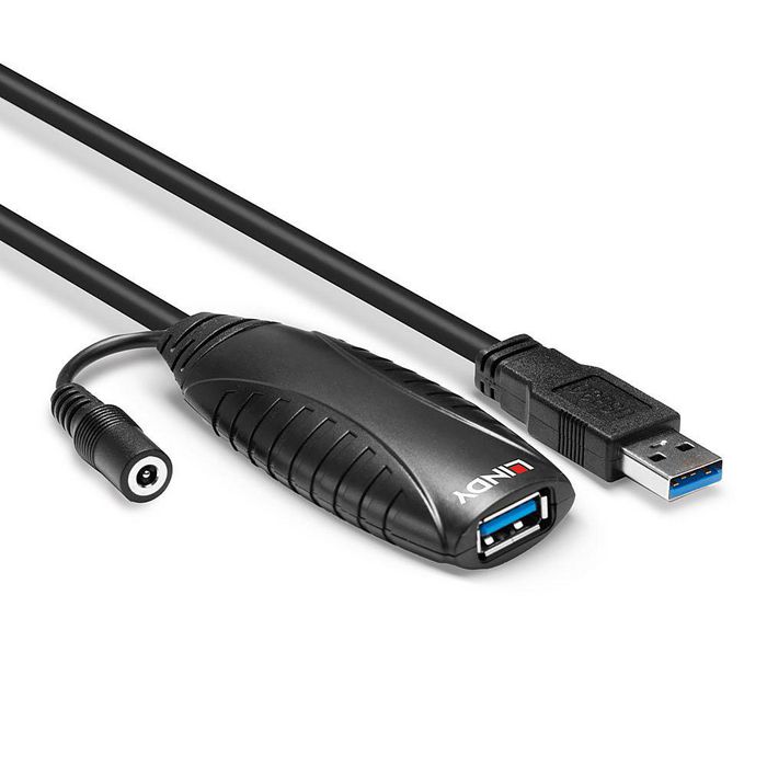 Lindy Cable de Extensión Activo USB 3.0 SuperSpeed 10 m, Transferencia 5 Gbps, USB-A Macho a Hembra, Ampliable a 20 m