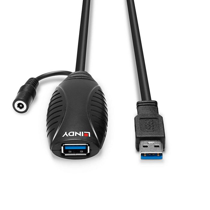 Lindy Cable de Extensión Activo USB 3.0 SuperSpeed 10 m, Transferencia 5 Gbps, USB-A Macho a Hembra, Ampliable a 20 m