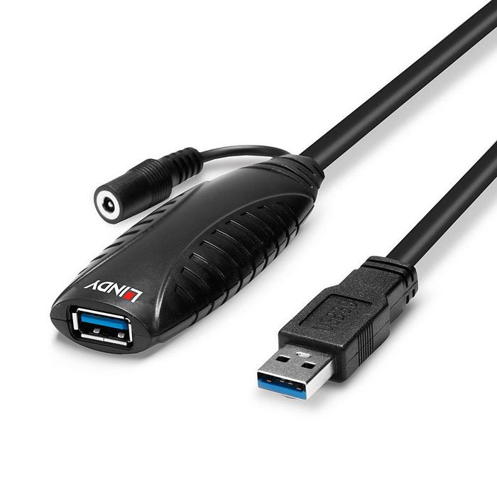 Lindy Cable de Extensión Activo USB 3.0 SuperSpeed 10 m, Transferencia 5 Gbps, USB-A Macho a Hembra, Ampliable a 20 m