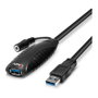 Lindy Cable de Extensión Activo USB 3.0 de 10 m, USB A Macho a USB A Hembra, Negro