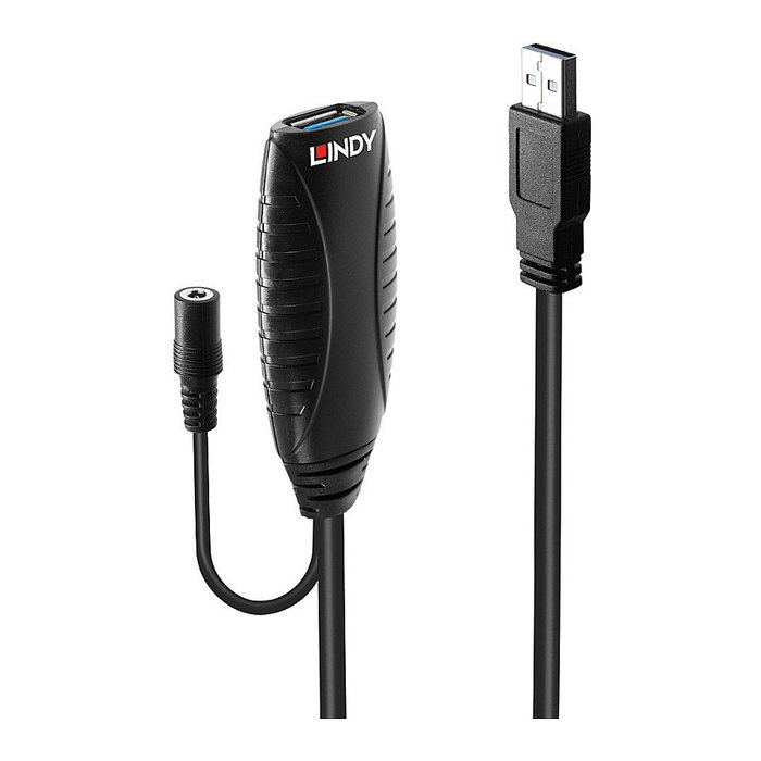 Lindy Cable de Extensión Activo USB 3.0 de 10 m, USB A Macho a USB A Hembra, Negro