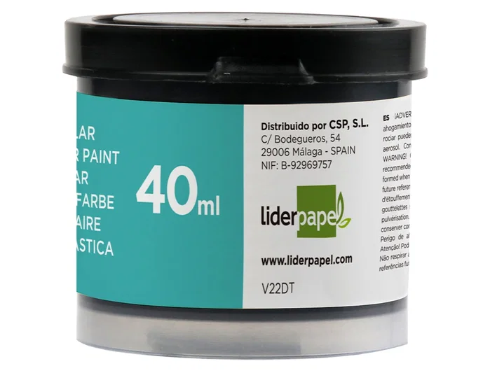 Liderpapel Tempera Escolar para Manualidades, Pintura Líquida y Cubriente, 40 ml, Color Negro
