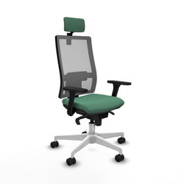 PIQUERAS Y CRESPO Silla de oficina Horna con Mecanismo Sincro, Tela Verde Esmeralda y Malla Gris