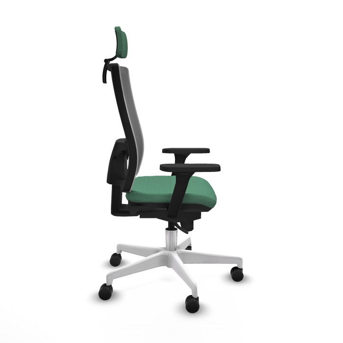 PIQUERAS Y CRESPO Silla de oficina Horna con Mecanismo Sincro, Tela Verde Esmeralda y Malla Gris