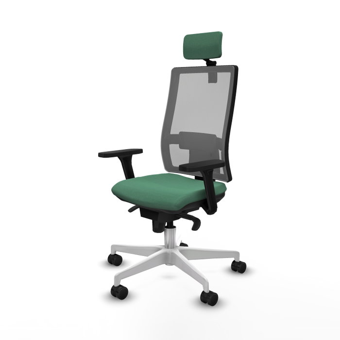 PIQUERAS Y CRESPO Silla de oficina Horna con Mecanismo Sincro, Tela Verde Esmeralda y Malla Gris
