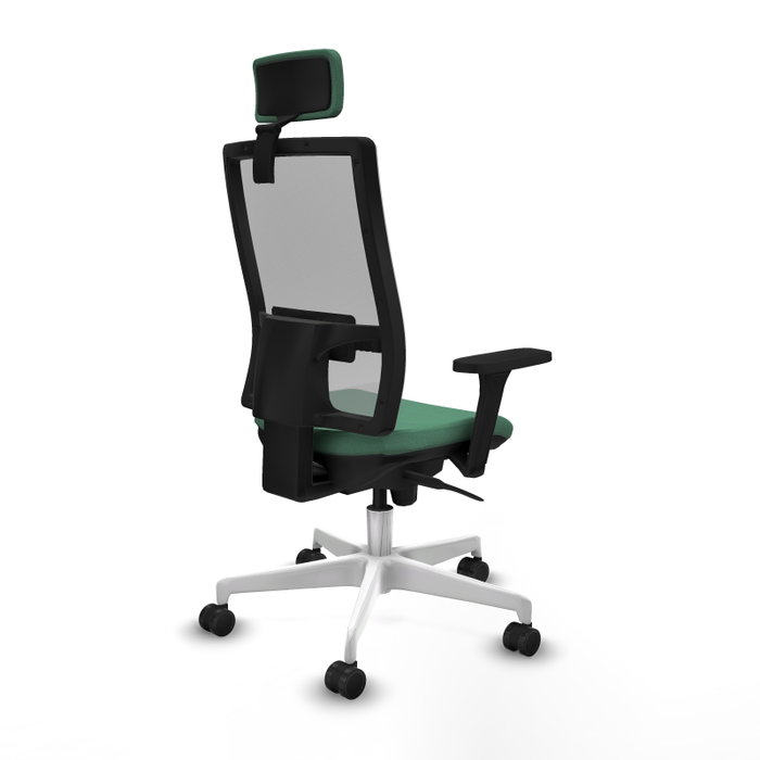 PIQUERAS Y CRESPO Silla de oficina Horna con Mecanismo Sincro, Tela Verde Esmeralda y Malla Gris