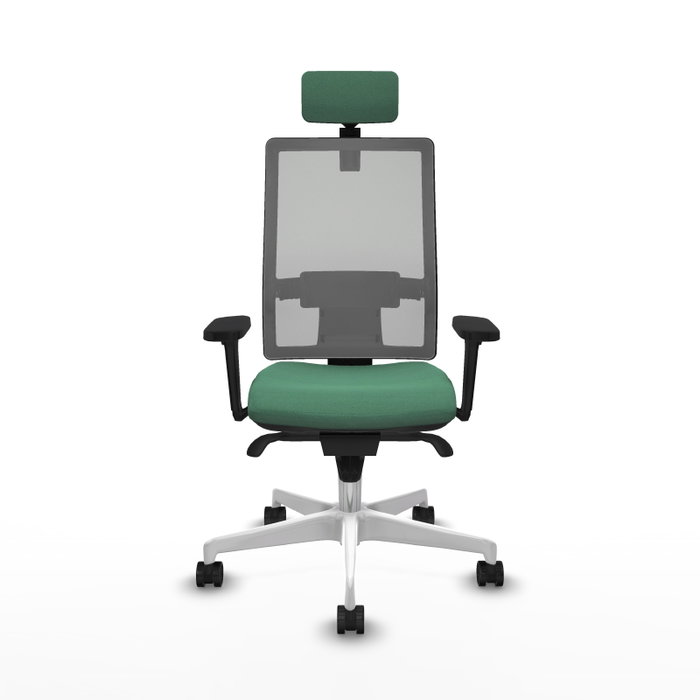 PIQUERAS Y CRESPO Silla de oficina Horna con Mecanismo Sincro, Tela Verde Esmeralda y Malla Gris