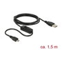 DeLOCK Cable USB 2.0 con interruptor, USB A a Micro-B, 1,5 m, Negro