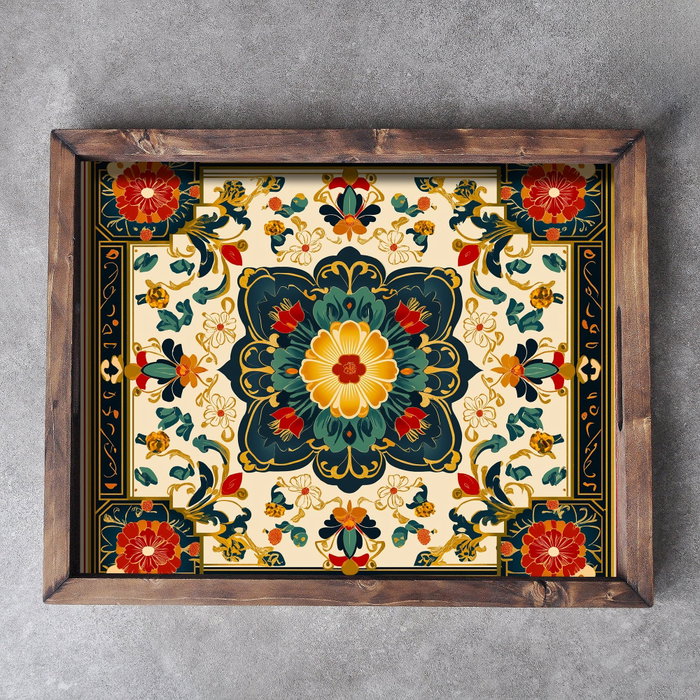 Aberto Design REF029 Bandeja de Madera Maciza Decoración Hogar 48x38x4 cm