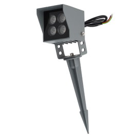 Foco Led con Pincho Jardín 4W IP65 2700ºK Acabado Gris