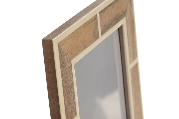 DKD Home Decor Marco de Foto 15x20 Natural Blanco Mango Resina 1.8 x 26 x 21 cm (4 Unidades)