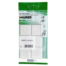 MAURER Fieltro Adhesivo 30x30 mm Blanco (Blister 6 Piezas)