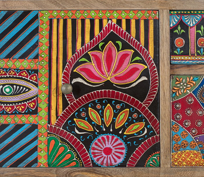 Giner y Colomer Consola Madera de Mango Pintada a Mano, 110x35.5cm