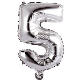Party Time Globo Cifra 5 Plata 35 cm