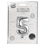 Party Time Globo Cifra 5 Plata 35 cm