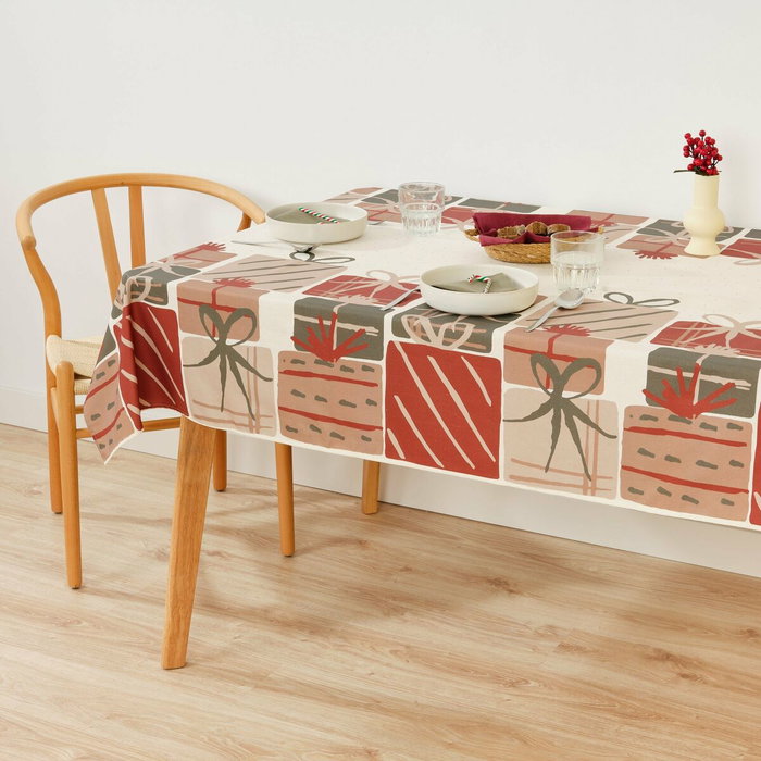 Mantel resinado antimanchas Belum Christmas Present Blanco Rojo Verde 100 x 150 cm Mantel resinado antimanchas Belum Christmas Present Blanco Rojo Verde 100 x 150 cm