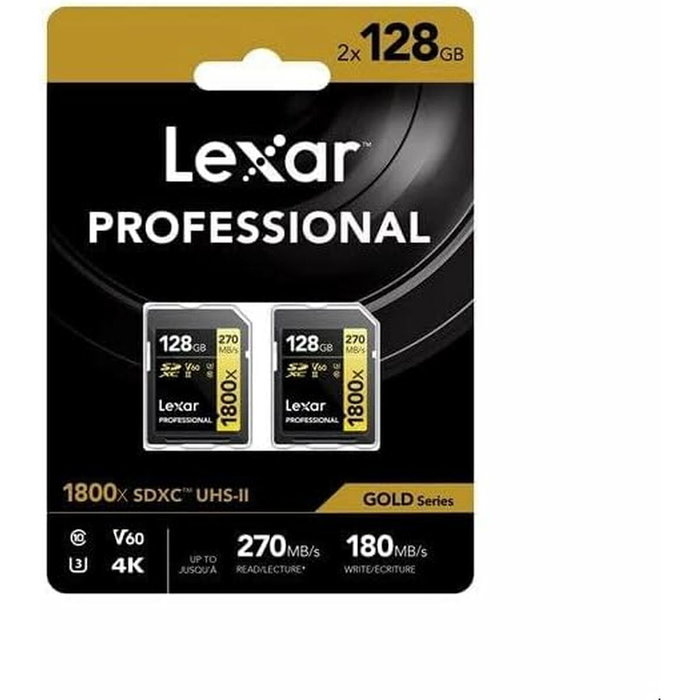 Lexar Professional 1800x 128 GB SDXC UHS-II, Pack de 2 Lexar Professional 1800x 128 GB SDXC UHS-II, Pack de 2