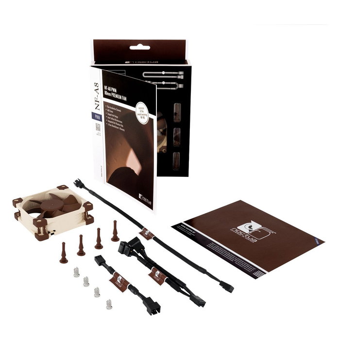 Noctua Ventilador NF-A8 PWM de 80 mm, 8 cm, 55,5 m³/h, 2200 RPM, 13,8-17,7 dB, 4-Pines, Beige/Marrón, para PC