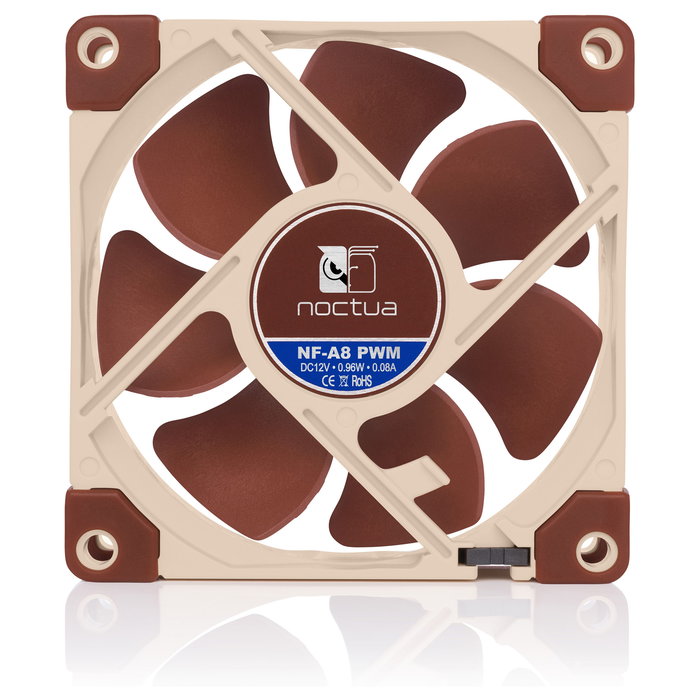 Noctua Ventilador NF-A8 PWM de 80 mm, 8 cm, 55,5 m³/h, 2200 RPM, 13,8-17,7 dB, 4-Pines, Beige/Marrón, para PC