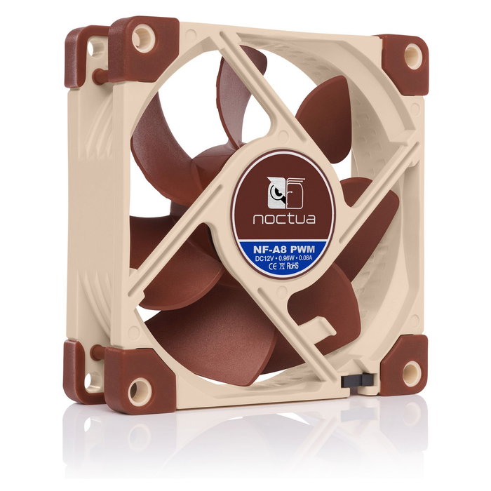 Noctua Ventilador NF-A8 PWM de 80 mm, 8 cm, 55,5 m³/h, 2200 RPM, 13,8-17,7 dB, 4-Pines, Beige/Marrón, para PC