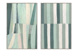 DKD Home Decor Cuadro Lienzo Moderno Surtido de 2 Piezas Turquesa y Blanco 80x120 cm