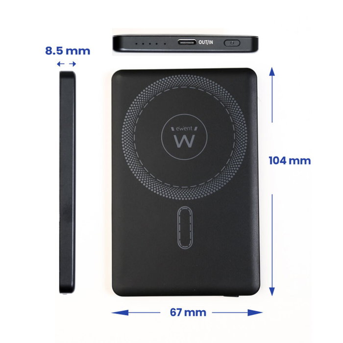 EWENT Power Bank UltraSlim MagSafe® 5000mAh PD 22.5W Negro