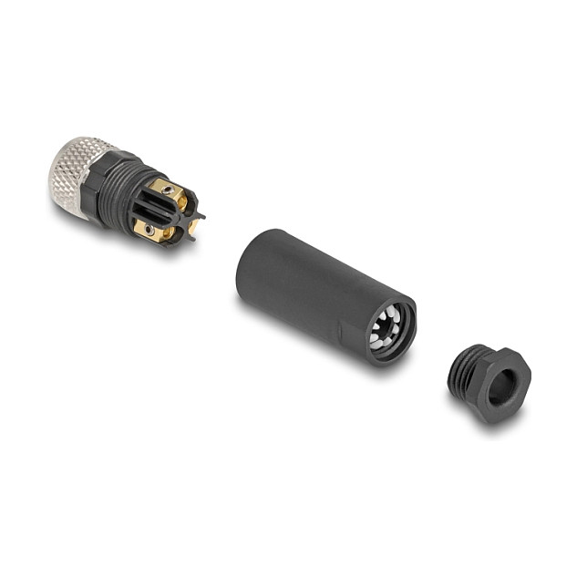 DeLOCK Conector M8 codificado A de 3 pines hembra para montaje con conexión por tornillo