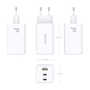 AISENS Cargador GaN 100W, 2x USB-C PD3.0 QC4.0 QC5.0, 1x USB-A QC3.0, Blanco