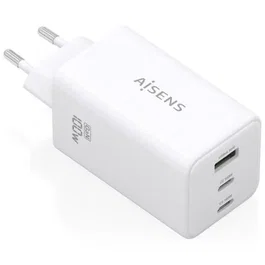 Aisens Cargador GaN 100W, 2 puertos USB-C PD 3.0 QC 4.0 QC 5.0, 1 puerto USB-A QC 3.0, Blanco