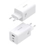 Aisens Cargador GaN 100W, 2 puertos USB-C PD 3.0 QC 4.0 QC 5.0, 1 puerto USB-A QC 3.0, Blanco