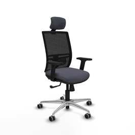 PIQUERAS Y CRESPO Silla de oficina Yunquera con mecanismo Sincro, Gris oscuro y Negro