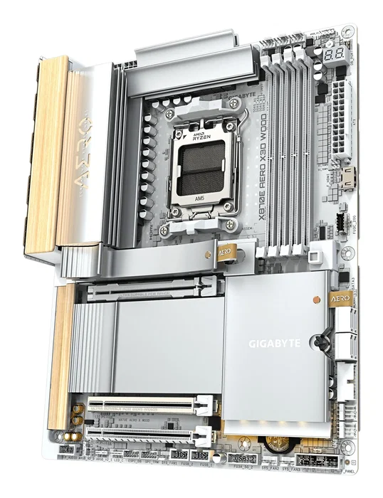 Gigabyte X870E AERO X3D WOOD ATX Blanco