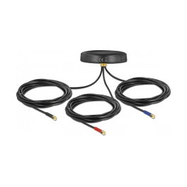DeLOCK Antena Multibanda LTE-MIMO UMTS GSM GNSS 3 x SMA Negra